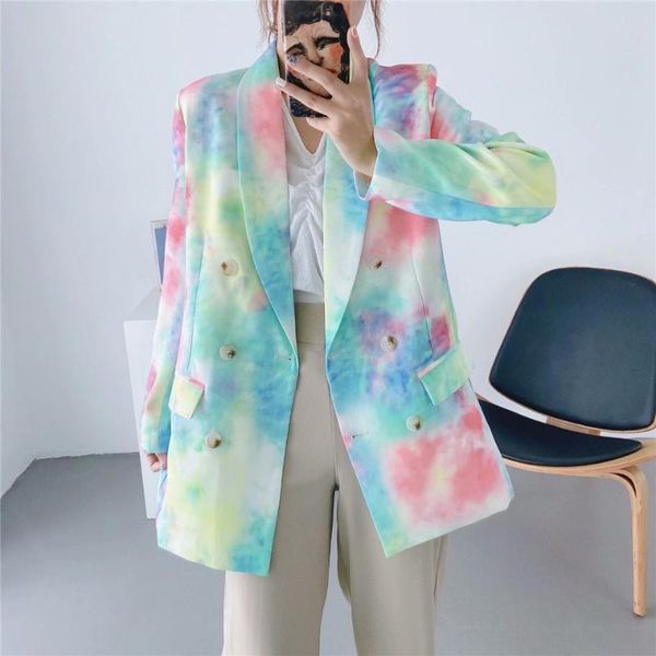 women's suits & blazers women 2021 fashion office wear double breasted tie dye blazer coat vintage long sleeve pockets female outerwear, White;black
women's suits & blazers women 2021 fashion office wear double breasted tie dye blazer coat vintage long sleeve pockets female outerwear, White;black