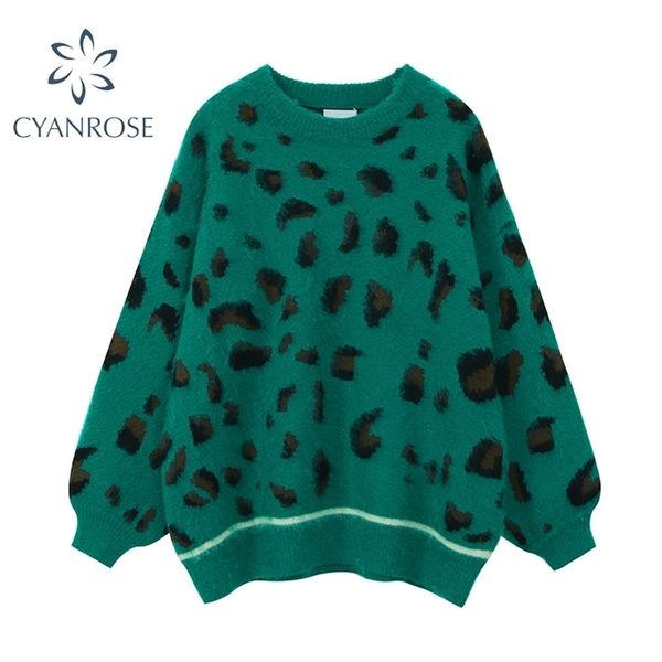 vintage knitted sweater women leopard green spring long sleeve pullover knitwear oversized streetwear female 210515, White;black
vintage knitted sweater women leopard green spring long sleeve pullover knitwear oversized streetwear female 210515, White;black
