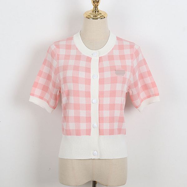 luxury ets summer women's 2021 french ice silk cardigan round neck single breasted plaid short sleeve et women, Black;brown
luxury ets summer women's 2021 french ice silk cardigan round neck single breasted plaid short sleeve et women, Black;brown