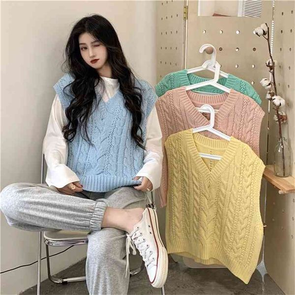 spring and autumn loose wild girl sleeveless v-neck twist knit vest student gentle wind sweater tide 210427, White;black
spring and autumn loose wild girl sleeveless v-neck twist knit vest student gentle wind sweater tide 210427, White;black