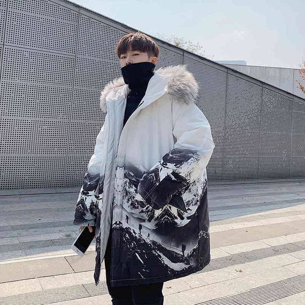 men's winter long sve et, informal thermal hood and mountain snow printed coat, large 5xl, Black
men's winter long sve et, informal thermal hood and mountain snow printed coat, large 5xl, Black