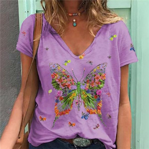 women's t-shirt tie-dye butterfly printing summer casual v-neck short-sleeved women 2021 fashion personality, White
women's t-shirt tie-dye butterfly printing summer casual v-neck short-sleeved women 2021 fashion personality, White
