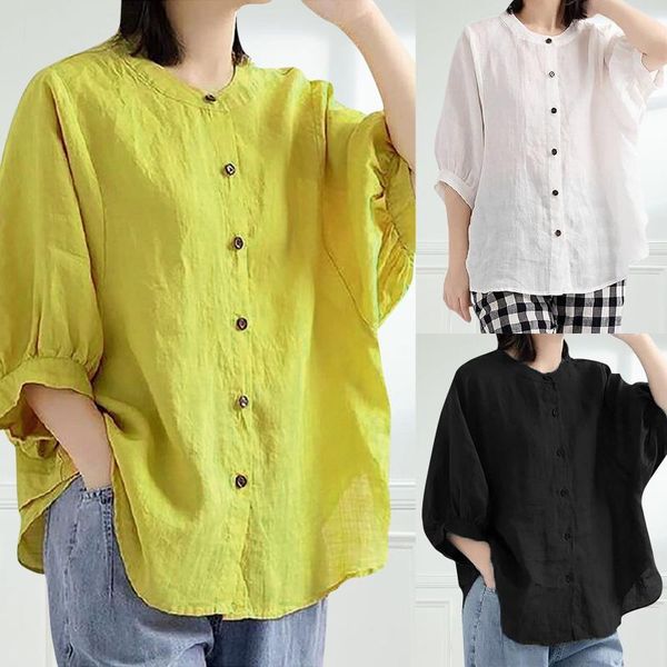 women's blouses & shirts short sleeve blouse puffed shirt cotton linen button front loose blusa de frio feminina kimonos mujer 2021 ver, White
women's blouses & shirts short sleeve blouse puffed shirt cotton linen button front loose blusa de frio feminina kimonos mujer 2021 ver, White