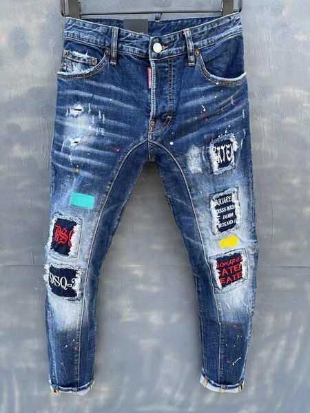men's jeans style ripped men's/women's fashion slim stitching three-dimensional micro-elastic patch pants, Blue
men's jeans style ripped men's/women's fashion slim stitching three-dimensional micro-elastic patch pants, Blue