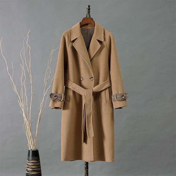 women's wool & blends 2021 autumn winter women solid color jackets female long loose woolen outwear ladies double-faced cashmere coats, Black
women's wool & blends 2021 autumn winter women solid color jackets female long loose woolen outwear ladies double-faced cashmere coats, Black