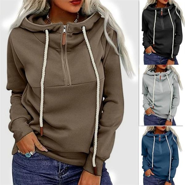 women's hoodies & sweatshirts autumn winter streetwear hooded solid jacket cotton patchwork coat fleece sweatshirt with front zipper, Black
women's hoodies & sweatshirts autumn winter streetwear hooded solid jacket cotton patchwork coat fleece sweatshirt with front zipper, Black