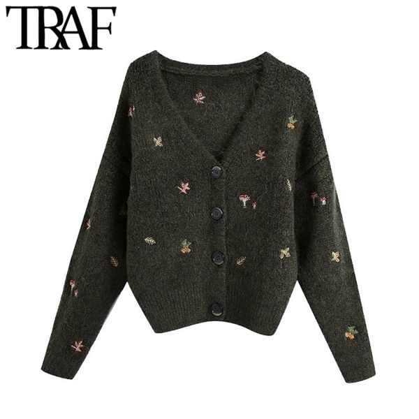women fashion floral embroidery knitted cardigan sweater vintage long sleeve button-up female outerwear chic 210507, White
women fashion floral embroidery knitted cardigan sweater vintage long sleeve button-up female outerwear chic 210507, White