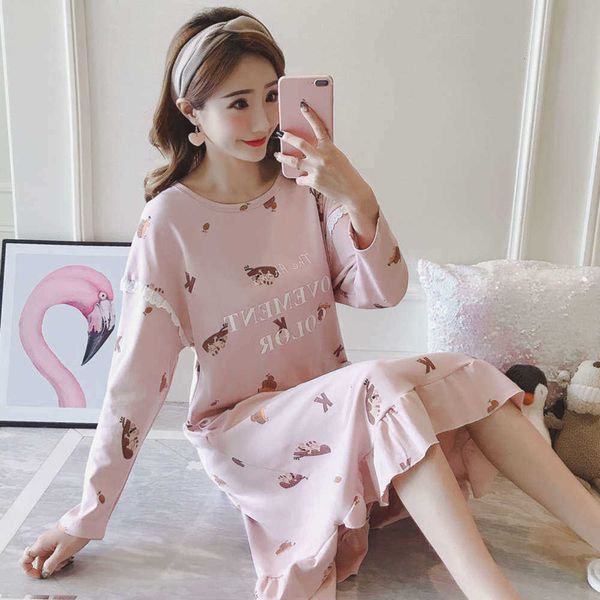 dresses pajama spring casual autumn cotton long sve nightdrs winter cute cartoon girl sweet loose pregnant women's home cloth, Black;gray
dresses pajama spring casual autumn cotton long sve nightdrs winter cute cartoon girl sweet loose pregnant women's home cloth, Black;gray