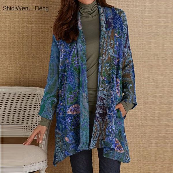 vintage folk-custom floral print jacket women autumn turn-down collar coats ladies casual long sleeve pockets cardigan outwear women's, Black
vintage folk-custom floral print jacket women autumn turn-down collar coats ladies casual long sleeve pockets cardigan outwear women's, Black
