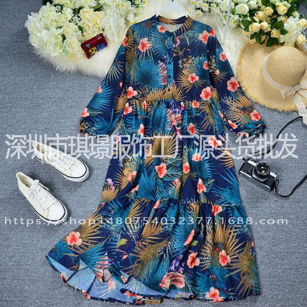 holiday casual dresses sweet style printed single breasted sleeve dress chiffon small fresh elegant long skirt, Black;gray
holiday casual dresses sweet style printed single breasted sleeve dress chiffon small fresh elegant long skirt, Black;gray