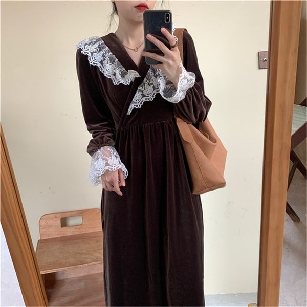 slim gentle chic sale high waist long sleeve lace patchwork streetwear ruffles women v-neck velvet dress 210525, Black;gray
slim gentle chic sale high waist long sleeve lace patchwork streetwear ruffles women v-neck velvet dress 210525, Black;gray