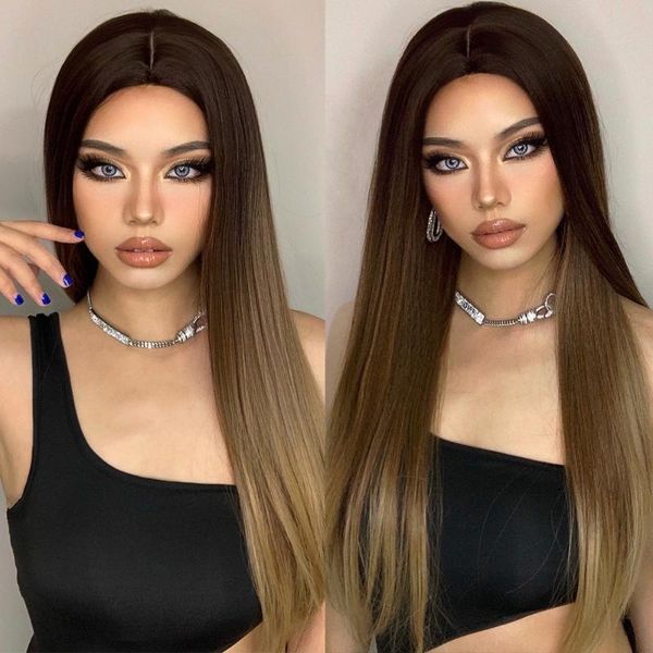 synthetic wigs alan eaton long silky straight ombre dark brown for women middle part daily cosplay party heat resistant, Black
synthetic wigs alan eaton long silky straight ombre dark brown for women middle part daily cosplay party heat resistant, Black