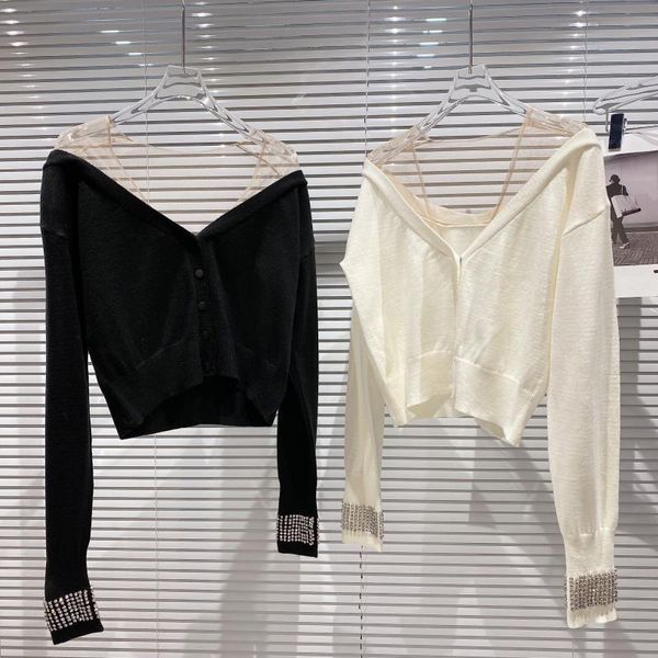 spring mesh stitching v-neck rhinestone sleeve knits shirt women cardigan sweater slim fashion knitwear sweaters womens & tees, White
spring mesh stitching v-neck rhinestone sleeve knits shirt women cardigan sweater slim fashion knitwear sweaters womens & tees, White