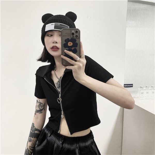 women's t-shirt korean summer fashion black t-shirts harajuku heart-shaped zipper design short sleeves slim tee vintage casual, White
women's t-shirt korean summer fashion black t-shirts harajuku heart-shaped zipper design short sleeves slim tee vintage casual, White