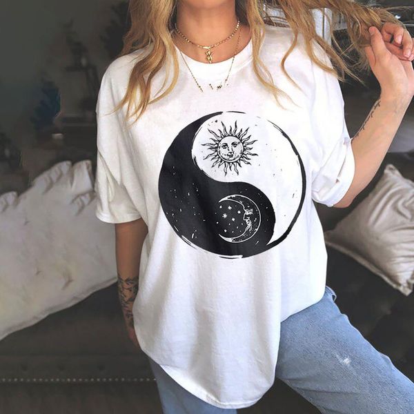women's t-shirt summer t shirt femme vintage drop sleeves sun and moon printed pattern casual harajuku mujer camisetas de, White
women's t-shirt summer t shirt femme vintage drop sleeves sun and moon printed pattern casual harajuku mujer camisetas de, White