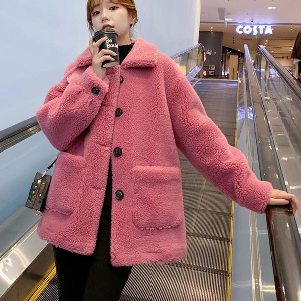 women's fur & faux lucyever sweet style rose red coat womens winter turn-down collar short plush coats woman korean jackets, Black
women's fur & faux lucyever sweet style rose red coat womens winter turn-down collar short plush coats woman korean jackets, Black