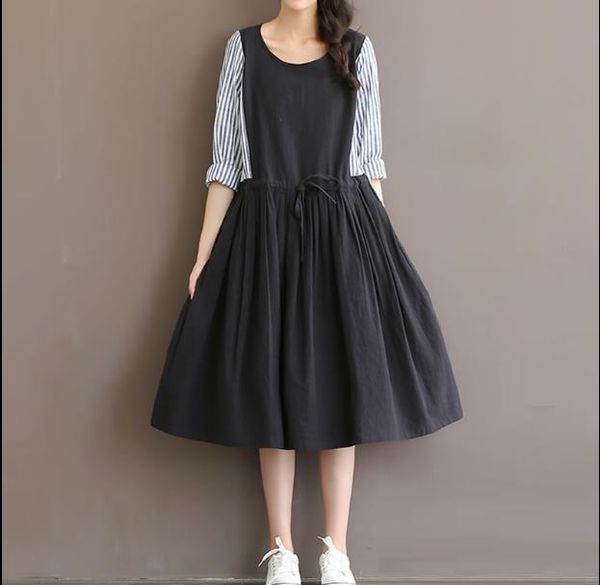 casual dresses spring summer dress for women striped print patchwork black sweet long sleeve high waist o neck cotton linen lolita rq40, Black;gray
casual dresses spring summer dress for women striped print patchwork black sweet long sleeve high waist o neck cotton linen lolita rq40, Black;gray