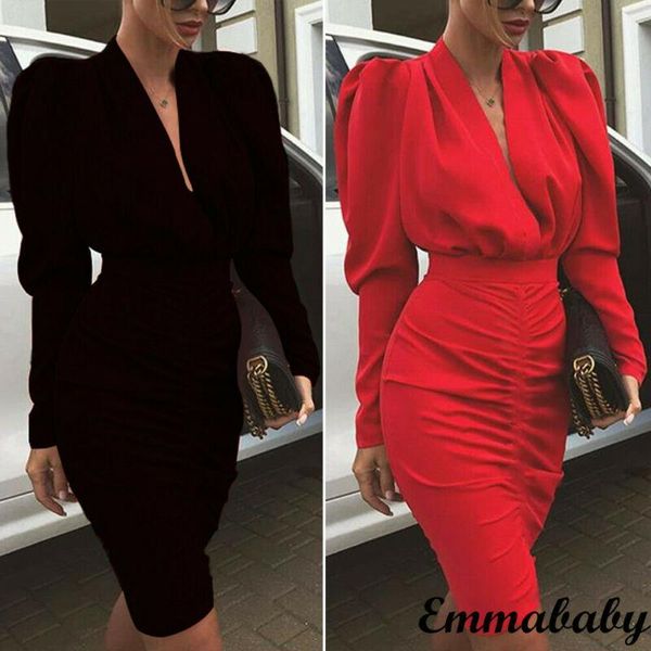 women deep v neck bodycon dress long puff sleeve formal evening party wrap above knee casual dresses, Black;gray
women deep v neck bodycon dress long puff sleeve formal evening party wrap above knee casual dresses, Black;gray