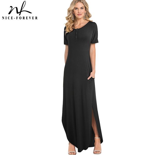 nice-forever causal solid color side split vestidos pure button maxi women flare dress a164 210419, White
nice-forever causal solid color side split vestidos pure button maxi women flare dress a164 210419, White