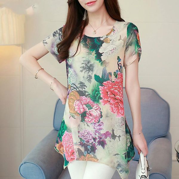 women's blouses & shirts plus size 4xl print chiffon blouse female short sleeve shirt lady summer women clothing, White
women's blouses & shirts plus size 4xl print chiffon blouse female short sleeve shirt lady summer women clothing, White