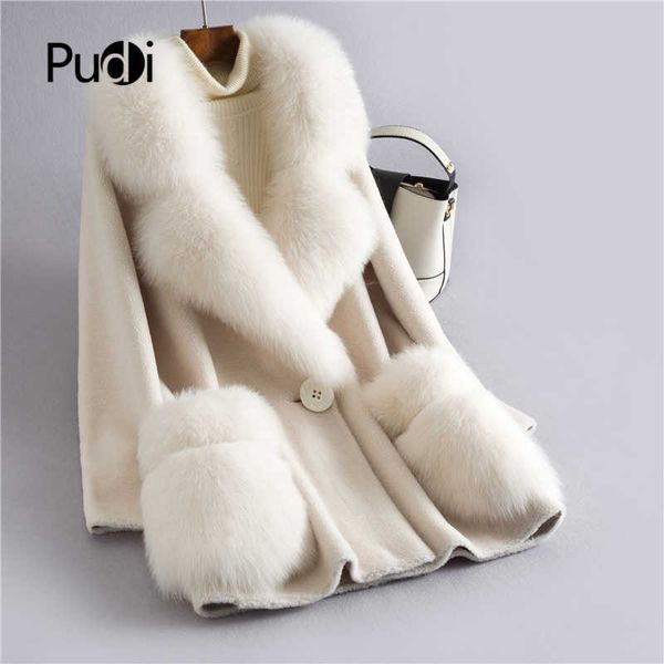 pudi women's winter real wool fur coat with fox fur collar new warm jacket coat lady long coats jacket over size parka h628 q0827, Black
pudi women's winter real wool fur coat with fox fur collar new warm jacket coat lady long coats jacket over size parka h628 q0827, Black
