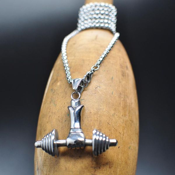 chains men necklace jewelry gift gym fitness stainless steel chain dumbbell pendant for sports people, Silver
chains men necklace jewelry gift gym fitness stainless steel chain dumbbell pendant for sports people, Silver