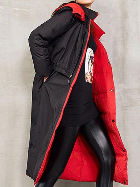women's long down coat two face sides wear white duck female winter warm jacket hooded & parkas, Black
women's long down coat two face sides wear white duck female winter warm jacket hooded & parkas, Black
