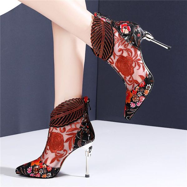 boots chinese style breathable mesh women shoes high-heeled ankle light luxury pointed thin heel zip, Black
boots chinese style breathable mesh women shoes high-heeled ankle light luxury pointed thin heel zip, Black