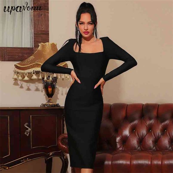 autumn women's black midi bandage dress elegant square neck long sleeve bodycon club party vestidos 210524, Black;gray
autumn women's black midi bandage dress elegant square neck long sleeve bodycon club party vestidos 210524, Black;gray