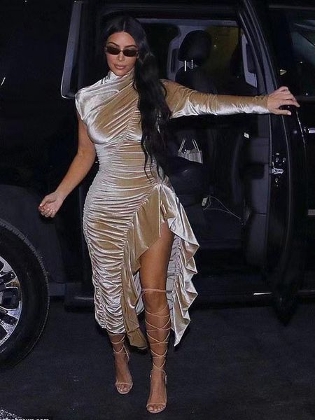 women dress velvet asymmetrical one-shoulder o neck draped khaki dresses for elegant evening party celebr casual, Black;gray
women dress velvet asymmetrical one-shoulder o neck draped khaki dresses for elegant evening party celebr casual, Black;gray