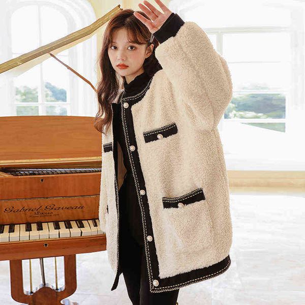 lamb wool coat women's autumn and winter 2021 plush thickened loose versatile lamb small fragrance, Black
lamb wool coat women's autumn and winter 2021 plush thickened loose versatile lamb small fragrance, Black
