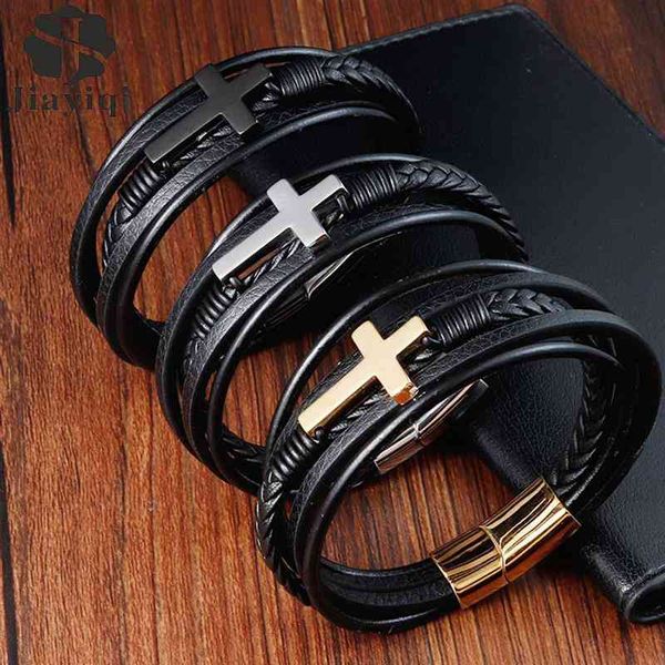 cross design classic men's leather bracelet stainless steel magnet bangle hommee fashion valentine's day gift, Golden;silver
cross design classic men's leather bracelet stainless steel magnet bangle hommee fashion valentine's day gift, Golden;silver