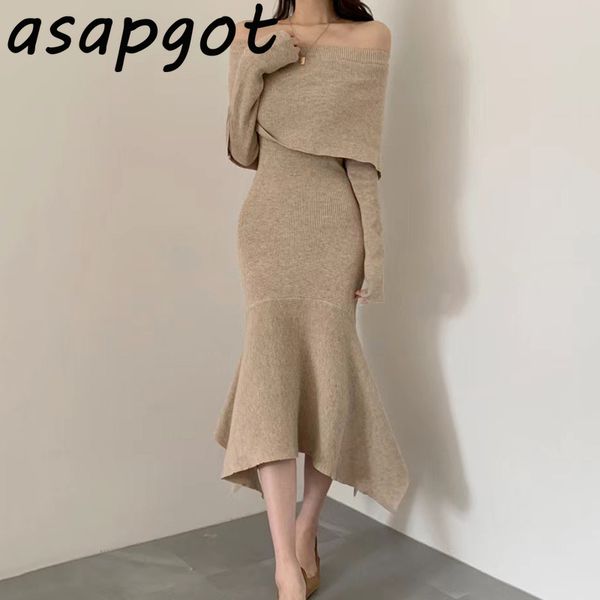 asapgot chic korea lady slash neck khaki mermaid knitted dress women off the shoulder slim wrap hip black fashion thick 210429, Black;gray
asapgot chic korea lady slash neck khaki mermaid knitted dress women off the shoulder slim wrap hip black fashion thick 210429, Black;gray