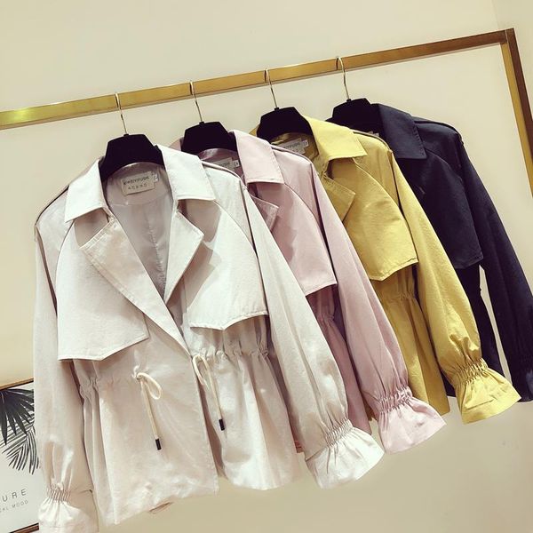 women's cape short windbreaker female 2021 spring coat loose wild waist thin suit collar long sleeve solid color trench d19, Black
women's cape short windbreaker female 2021 spring coat loose wild waist thin suit collar long sleeve solid color trench d19, Black