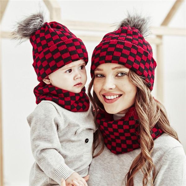beanies 4pcs parent-child knitted hat scarf set autumn winter ladies baby warm thick plaid plush ball decoration cap + neckerchief
beanies 4pcs parent-child knitted hat scarf set autumn winter ladies baby warm thick plaid plush ball decoration cap + neckerchief