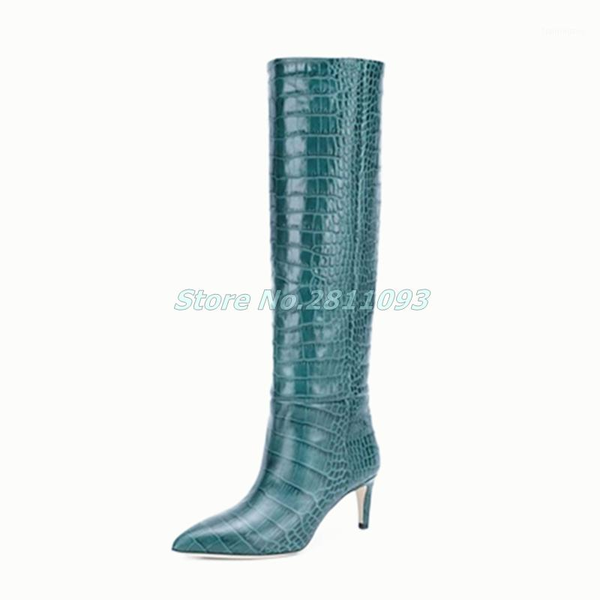 boots heel 6 cm knee high solid stone pattern blue brown black white dress women pointed toe zipper winter1
boots heel 6 cm knee high solid stone pattern blue brown black white dress women pointed toe zipper winter1