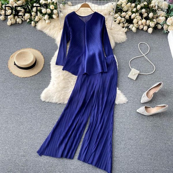 women's two piece pants deat women pleated large size v-neck long set fashion temperament spring summer 2021 11d1552, White
women's two piece pants deat women pleated large size v-neck long set fashion temperament spring summer 2021 11d1552, White