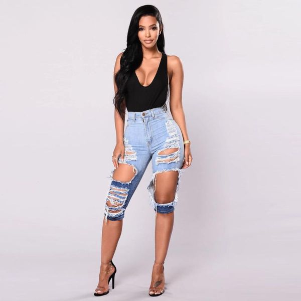 women's jeans elastic destroyed hole leggings short pants women fashion denim trousers high waist ripped solid color #3, Blue
women's jeans elastic destroyed hole leggings short pants women fashion denim trousers high waist ripped solid color #3, Blue
