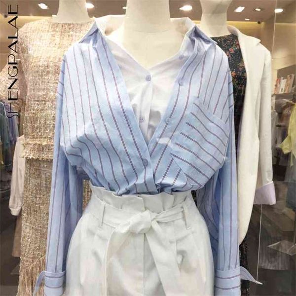 striped patchwork blouse women's spring trun-down collar single breasted loose long sleeve shirt 5b146 210427, White
striped patchwork blouse women's spring trun-down collar single breasted loose long sleeve shirt 5b146 210427, White