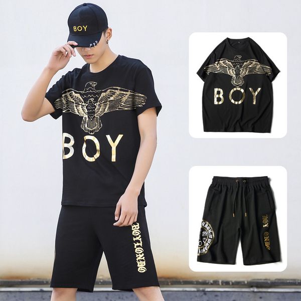 fashion men's tracksuits short sleeve t-shirt shorts eagle gilded boy suit brand handsome leisure sports two piece set summer, Gray
fashion men's tracksuits short sleeve t-shirt shorts eagle gilded boy suit brand handsome leisure sports two piece set summer, Gray