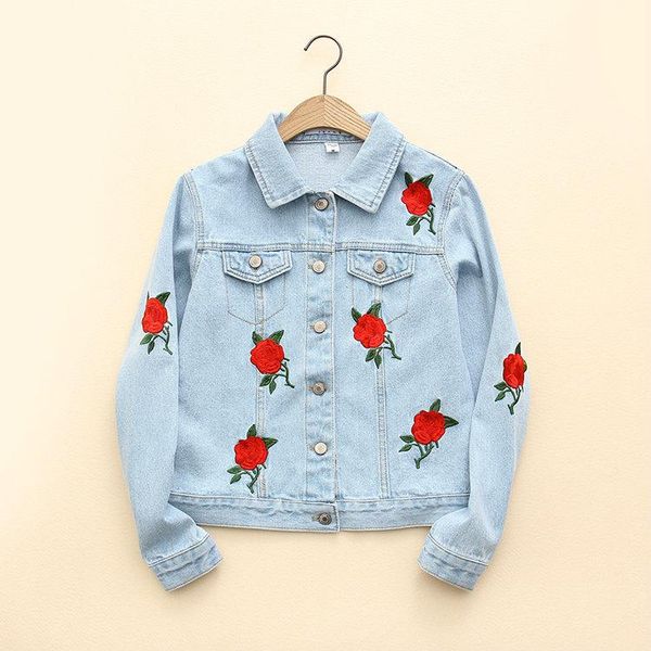 women's jackets rose embroidery autumn blue denim jacket long sleeve lapel washed women basic coats veste en jean, Black;brown
women's jackets rose embroidery autumn blue denim jacket long sleeve lapel washed women basic coats veste en jean, Black;brown