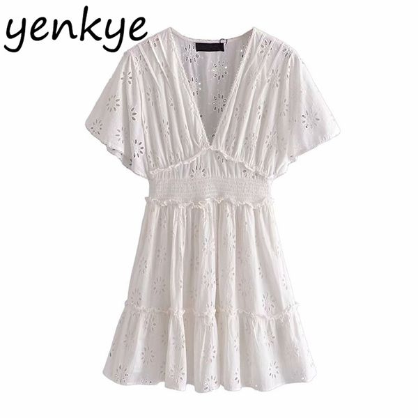 summer women hollow out embroidery dress female v neck elastic waist a-line mini ropa mujer party white vestido 210514, Black;gray
summer women hollow out embroidery dress female v neck elastic waist a-line mini ropa mujer party white vestido 210514, Black;gray