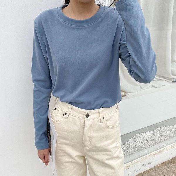 women's t-shirt autumn winter 2021 soft classic round neck long sleeve t-shirts solid color casual warm plush bottoming shirt, White
women's t-shirt autumn winter 2021 soft classic round neck long sleeve t-shirts solid color casual warm plush bottoming shirt, White
