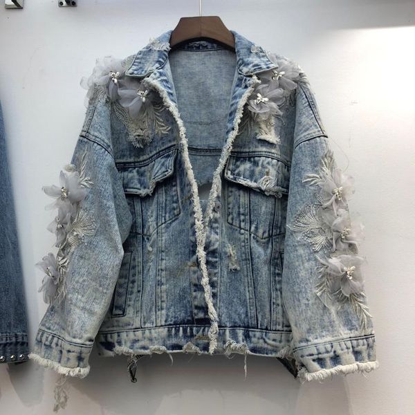 women's jackets 2021 spring fall vintage embroidery appliques cowboy coat female fashion hole loose denim womens jean jacket basic coat, Black;brown
women's jackets 2021 spring fall vintage embroidery appliques cowboy coat female fashion hole loose denim womens jean jacket basic coat, Black;brown