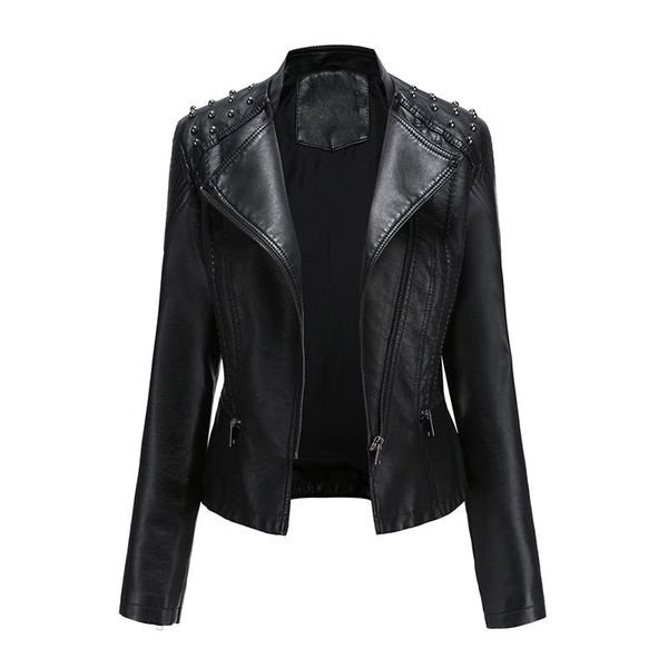 women's leather & faux motorcycle jacket women autumn winter long sleeve zipper outerwear collar rivet design casual biker coat, Black
women's leather & faux motorcycle jacket women autumn winter long sleeve zipper outerwear collar rivet design casual biker coat, Black
