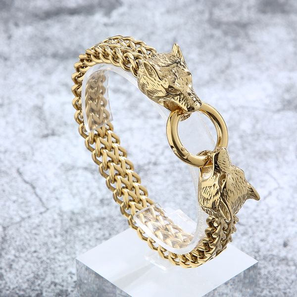 18mm 8.66'' biker mens stainless steel wolf head franco link curb chain bracelet with spring ring clasp 55g choose color, Black
18mm 8.66'' biker mens stainless steel wolf head franco link curb chain bracelet with spring ring clasp 55g choose color, Black