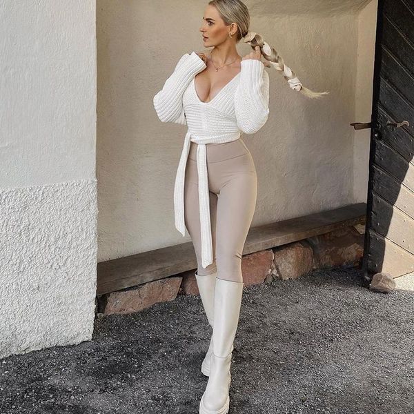 women's sweaters lalumai pullovers 2021 autumn and winter bandage hanging neck sweater open back fashion low breast top, White;black
women's sweaters lalumai pullovers 2021 autumn and winter bandage hanging neck sweater open back fashion low breast top, White;black