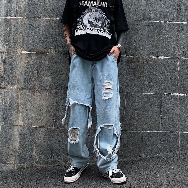 men's jeans godlikeu hole denim pant harajuku high streetwear hip hop man baggy loose straight solid punk, Blue
men's jeans godlikeu hole denim pant harajuku high streetwear hip hop man baggy loose straight solid punk, Blue