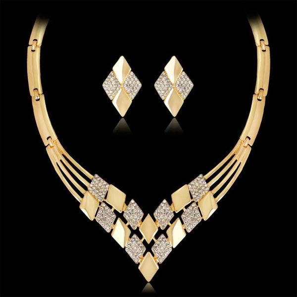 earrings & necklace women kc gold plated rhombus shape rhinestones jewelry set, Silver
earrings & necklace women kc gold plated rhombus shape rhinestones jewelry set, Silver