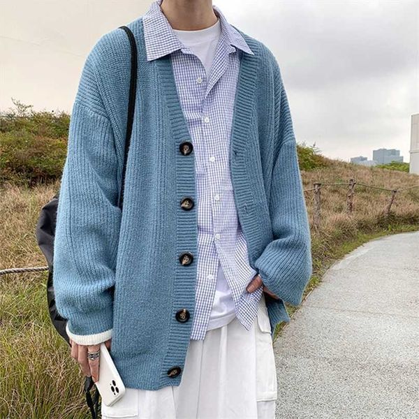 men cardigan autumn male outwear sweaters knit solid loose casual preppy style korean fashion knitwear coat pull homme 211102, White;black
men cardigan autumn male outwear sweaters knit solid loose casual preppy style korean fashion knitwear coat pull homme 211102, White;black